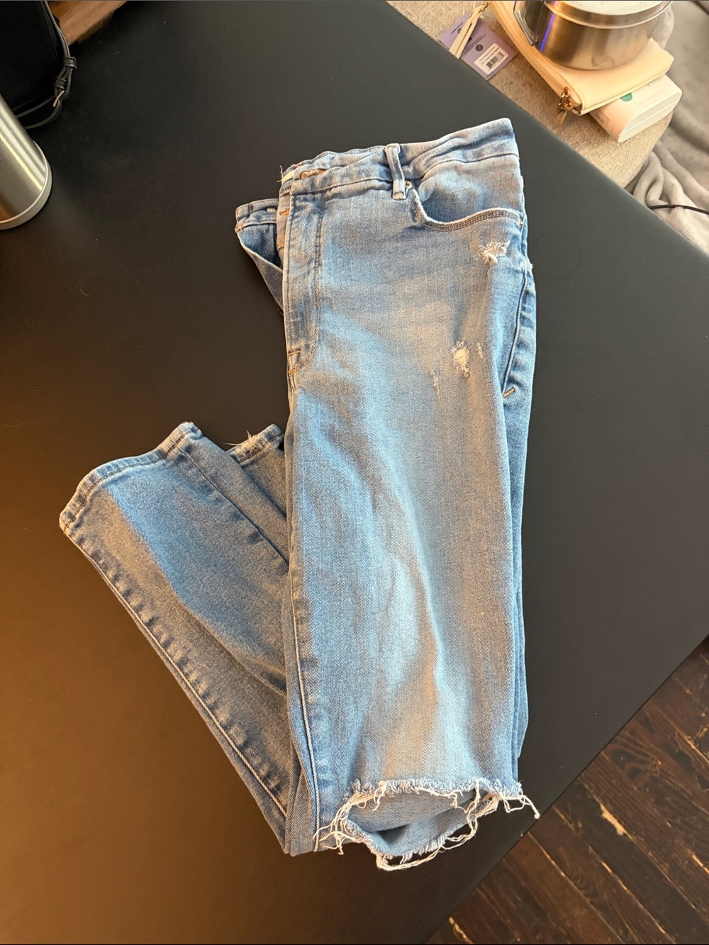 Good American Light Blue Skinny Distressed Jeans